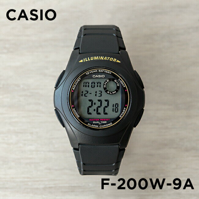 【並行輸入品】【10年保証】【日本未発売】CASIO STANDARD カシオ スタンダード F-200W-9A 腕時計 時計 ブランド メンズ レディース キッズ 子供 チープカシオ チプカシ デジタル 日付 ブラック 黒 ゴールド 金 海外モデル 送料無料