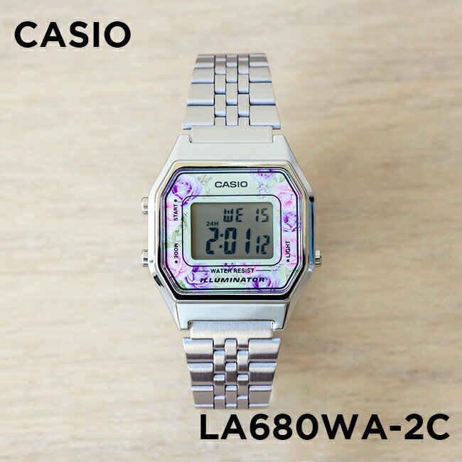 【並行輸入品】【10年保証】【日本未発売】CASIO STANDARD カシオ スタンダード LA680WA-2C 腕時計 時計 ブランド レディース キッズ 子供 チープカシオ チプカシ デジタル 日付 シルバー パープル 紫 花柄 メタル 海外モデル 送料無料