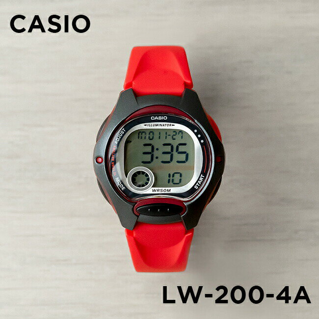 【並行輸入品】【10年保証】【日本未発売】CASIO STANDARD カシオ スタンダード LW-200-4A 腕時計 時計 ブランド レディース キッズ 子供 女の子 チープカシオ チプカシ デジタル 日付 レッド 赤 ブラック 黒 海外モデル 送料無料