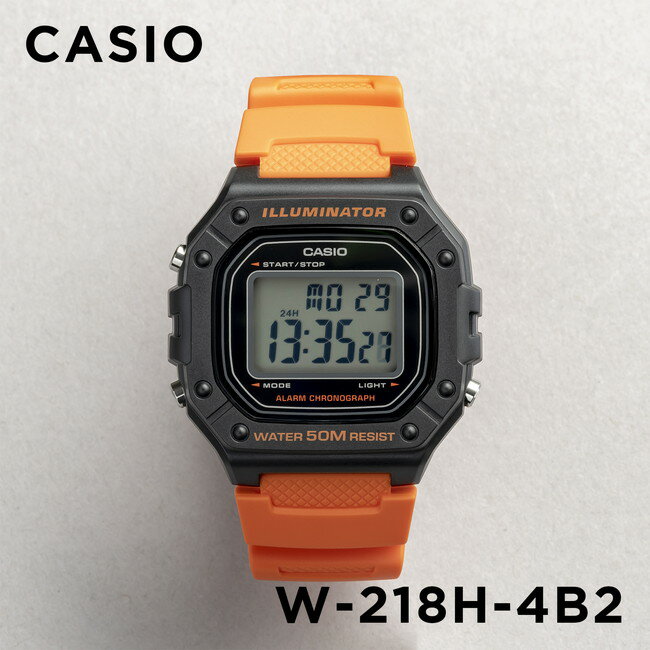 【並行輸入品】【10年保証】【日本未発売】CASIO カシオ スタンダード W-218H-4B2 腕時計 メンズ レディース キッズ 子供 男の子 女の子 チープカシオ チプカシ デジタル 日付 ブラック 黒 オレンジ 海外モデル 送料無料