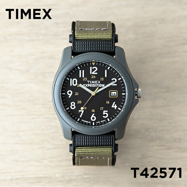 タイメックス 腕時計（メンズ） 【並行輸入品】【訳あり】【風防内ゴミあり】TIMEX EXPEDITION タイメックス エクスペディション キャンパー 39MM T42571 腕時計 時計 ブランド メンズ レディース ミリタリー アナログ グレー ブラック 黒 ナイロンベルト 送料無料