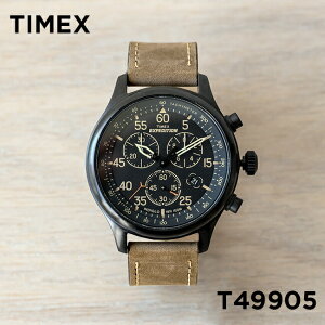 【並行輸入品】TIMEX タイメックス エクスペディション フィールド クロノグラフ 43MM T49905 腕時計 メンズ ミリタリー アナログ ブラック 黒 ブラウン 茶 レザー 革ベルト 送料無料