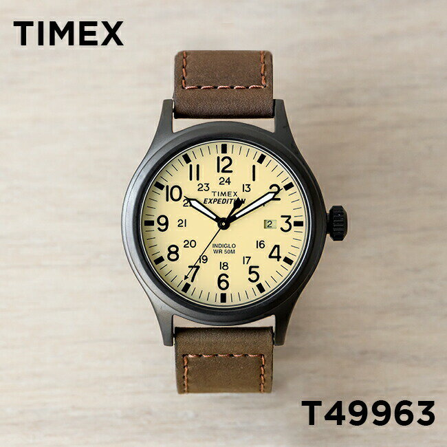 タイメックス 腕時計（メンズ） 【10%OFF】【並行輸入品】TIMEX EXPEDITION タイメックス エクスペディション スカウト 40MM T49963 腕時計 時計 ブランド メンズ レディース ミリタリー アナログ ブラック 黒 ベージュ レザー 革ベルト 送料無料