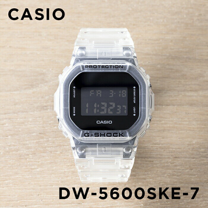 CASIO G-SHOCK カシオ Gショック DW-5600SKE-7 腕時計 時計 ブランド メンズ キッズ 子供 男の子 デジタル 日付 カレンダー 防水 ホワイト 白 ブラック 黒 スケルトン クリア 送料無料