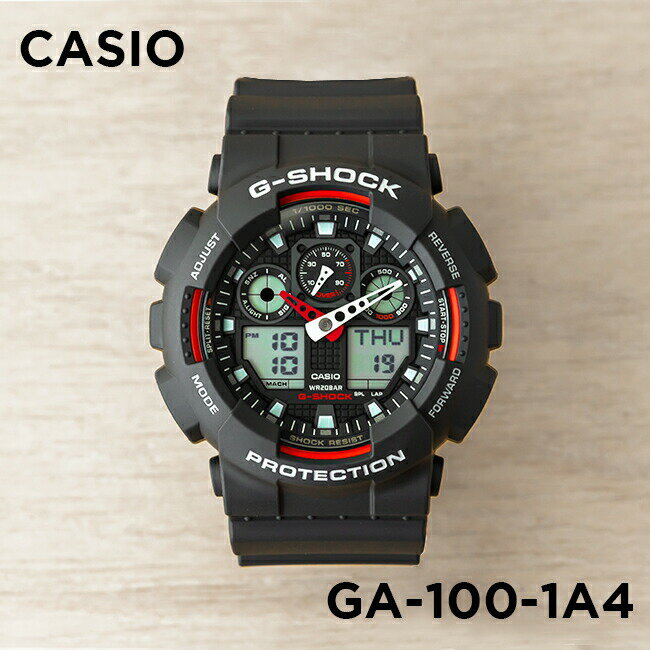 【並行輸入品】【10年保証】CASIO G-SHOCK カシオ Gショック GA-100-1A4 腕時計 時計 ブランド メンズ キッズ 子供 男の子 アナデジ 日付 カレンダー 防水 ブラック 黒 レッド 赤 送料無料