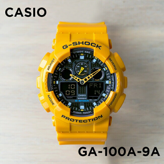 楽天TIME LOVERS【並行輸入品】【10年保証】CASIO G-SHOCK カシオ Gショック GA-100A-9A 腕時計 時計 ブランド メンズ キッズ 子供 男の子 アナデジ 日付 カレンダー 防水 イエロー 黄色 ブラック 黒 送料無料