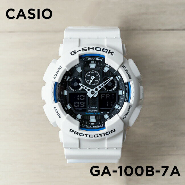 楽天TIME LOVERS【10年保証】CASIO G-SHOCK カシオ Gショック GA-100B-7A 腕時計 時計 ブランド メンズ キッズ 子供 男の子 アナデジ 日付 カレンダー 防水 ホワイト 白 ブラック 黒 ギフト プレゼント