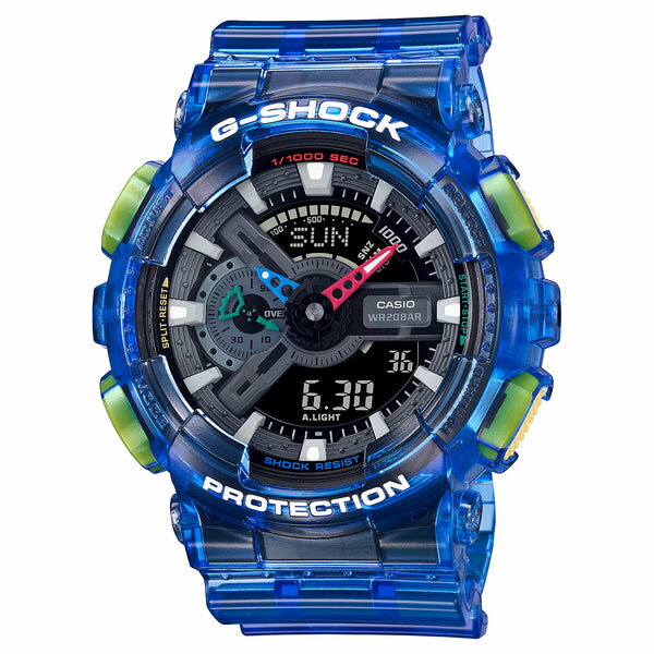 楽天TIME LOVERS【並行輸入品】【10年保証】CASIO G-SHOCK カシオ Gショック GA-110JT-2A 腕時計 時計 ブランド メンズ キッズ 子供 男の子 アナデジ 耐磁 日付 カレンダー 防水 ブルー 青 ブラック 黒 グレー スケルトン クリア 送料無料