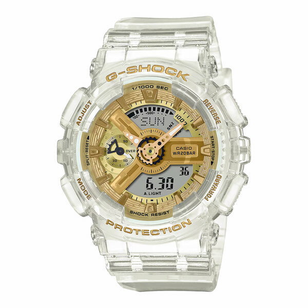 楽天TIME LOVERS【並行輸入品】【10年保証】CASIO G-SHOCK カシオ Gショック GMA-S110SG-7A 腕時計 時計 ブランド メンズ キッズ 子供 男の子 アナデジ 日付 カレンダー 防水 ホワイト 白 ゴールド 金 スケルトン クリア 送料無料