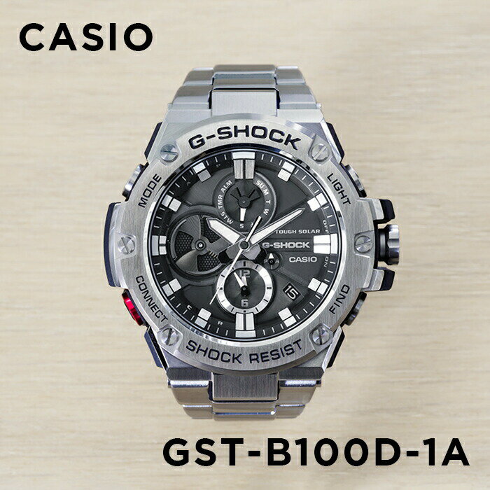 楽天TIME LOVERS【並行輸入品】【訳あり】【箱なし】CASIO G-SHOCK カシオ Gショック Gスチール GST-B100D-1A 腕時計 時計 ブランド メンズ キッズ 子供 男の子 クロノグラフ アナログ ソーラー ブルートゥース 日付 防水 ブラック 黒 シルバー 送料無料