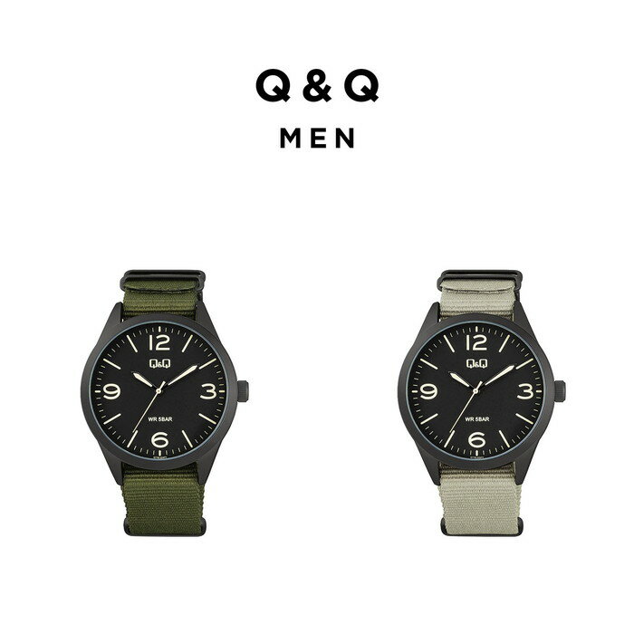 Rakuten - 【日本未発売】CITIZEN Q&Q MEN Q77B 腕時計 時計 ブランド メンズ レディース キッズ 子供 男の子 女の子 逆輸入 チープシチズン チプシチ アナログ 防水 ブラック 黒 カーキ ベージュ ナイロンベルト 海外モデル ギフト プレゼント