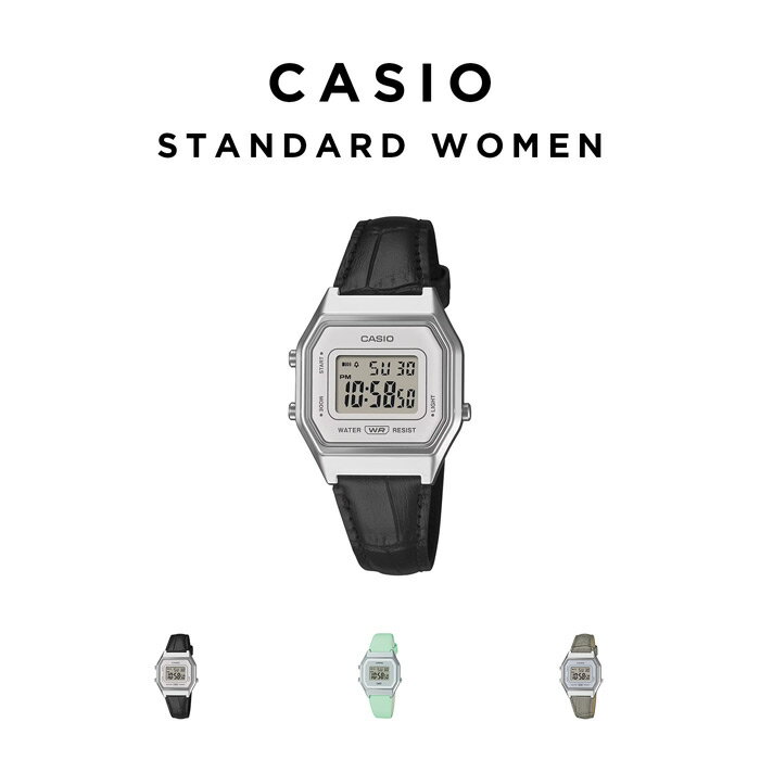 乐天商城 - 【10年保証】CASIO STANDARD WOMEN カシオ スタンダード LA680WEL 腕時計 時計 ブランド レディース キッズ 子供 女の子 チープカシオ チプカシ デジタル 日付 レザー 本革ベルト かわいい ギフト プレゼント