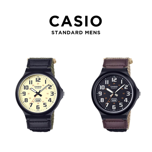 【並行輸入品】【10年保証】【日本未発売】CASIO STANDARD MENS カシオ スタンダード MW-240B 腕時計 時計 ブランド メンズ 男の子 チープカシオ チプカシ アナログ ブラック 黒 ブラウン 茶 カーキ ベージュ ナイロンベルト 海外モデル 送料無料