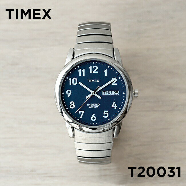 タイメックス 腕時計（メンズ） 【並行輸入品】【日本未発売】TIMEX EASY READER タイメックス イージーリーダー デイデイト 35MM T20031 腕時計 時計 ブランド メンズ レディース アナログ シルバー ネイビー メタル 海外モデル 送料無料