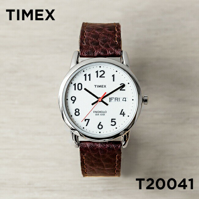 【並行輸入品】【日本未発売】TIMEX タイメックス イージーリーダー デイデイト 35MM T20041 腕時計 メンズ レディース アナログ シルバー ホワイト 白 レザー 革ベルト 海外モデル 送料無料