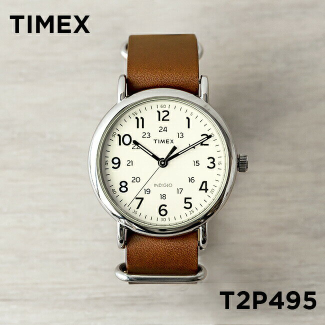 【並行輸入品】TIMEX タイメックス ウィークエンダー 40MM メンズ T2P495 腕時計 レディース ミリタリー アナログ ブラウン 茶 アイボリー レザー 革ベルト 送料無料