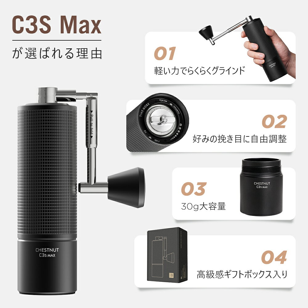 TIMEMORE公式 C3シリーズ 手挽きコーヒーミル手動 C3S C3Pro C3