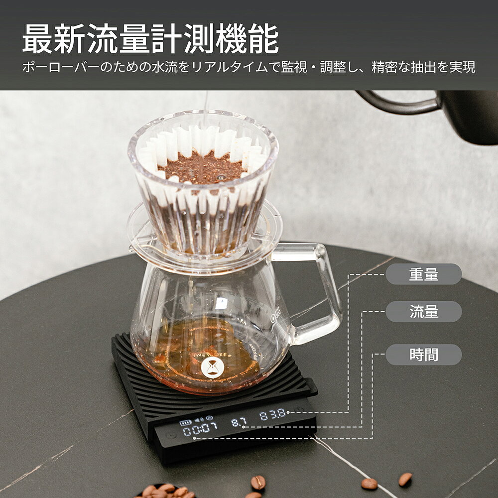 TIMEMORE公式 コーヒースケール Basic Mini デジタルスケール ドリップスケール 0.1g高精度 コンパクト デジタルはかり 計量器 スケール 重量計測タイマー機能 流速計測 オートモード付き 日本語説明書付き 3