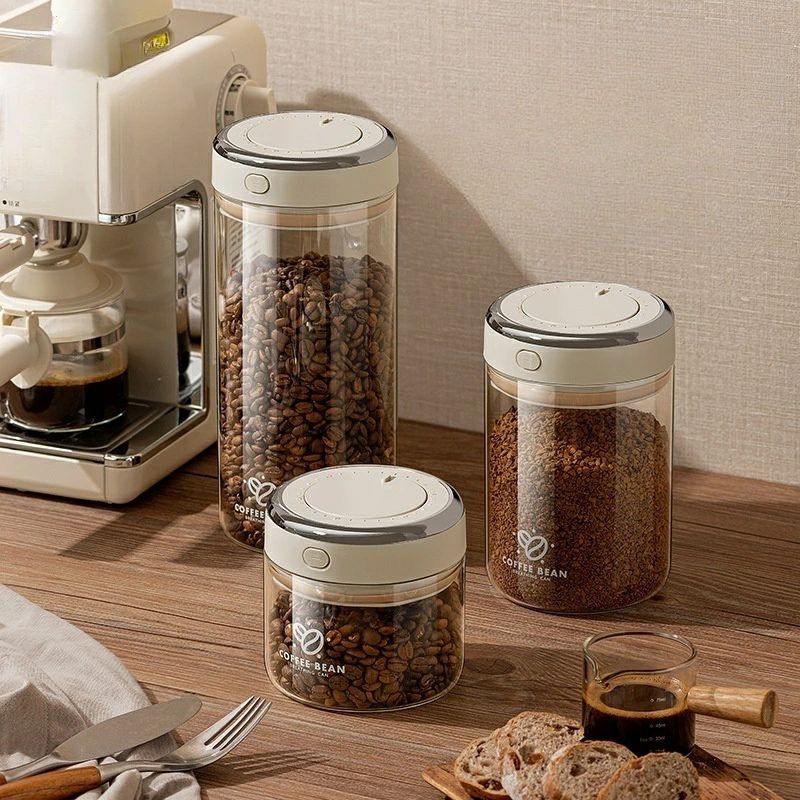 乐天商城 - 高品質のコーヒー豆保存瓶、真空密閉式コーヒー粉貯蔵タンク、家庭用多機能保存瓶、粉ミルク用の特殊密閉貯蔵タンク、コーヒー豆の保管アーティファクト、透明で目に見えるコーヒー豆の密閉瓶、ポータブル粉乳保存トラベルジャー、防湿・酸化防止のコーヒー豆セーバー