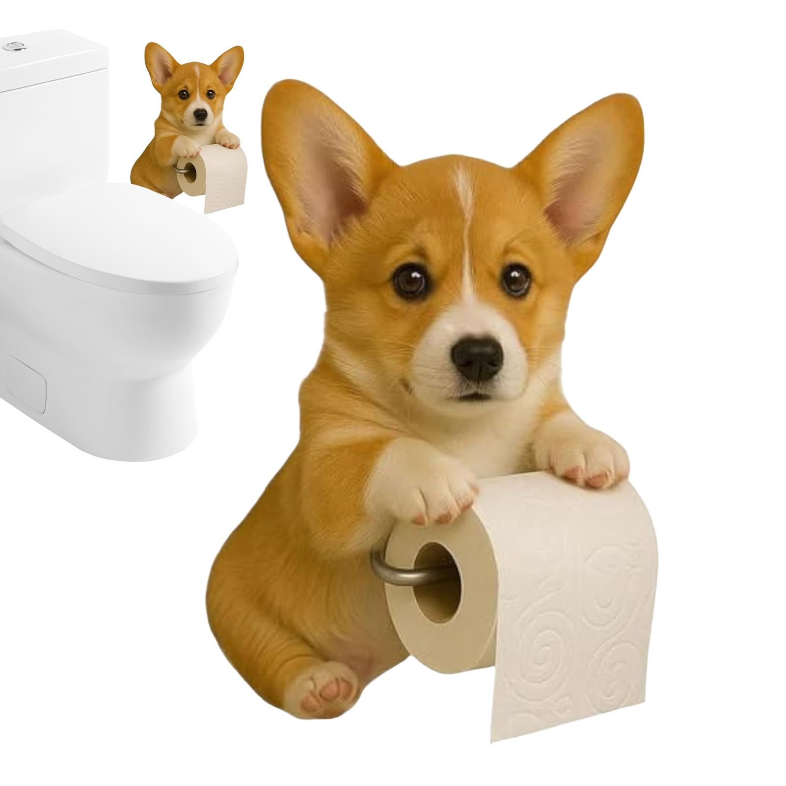 乐天商城 - 収納オーガナイザー 壁掛け 犬型お手洗いトイレットペーパーホルダー ホームデコレーション ユーモアペーパータオルホルダー アパート・家庭・ホテル・寮用 バスルームアクセサリー -