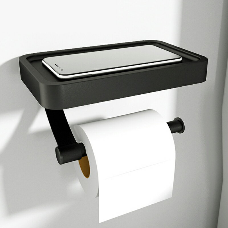 乐天商城 - トイレットペーパーホルダー 紙巻器 小物置き/スマホ置き 汚れに強い天板付き 棚付き 取り付け簡単 壁掛け 穴あけ不要 貼り付け 横から簡単取り替え おしゃれ 浴室