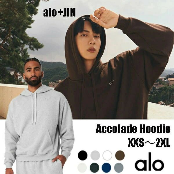 ★ alo yoga ★ ALO+JIN アロー アコレードパーカー ベストセラー Accolade Hoodie パーカー トレーナー ビッグサイズ ユニセックススタイル トレンド ブランド BTS JIN グローバルアンバサダー就任 ジン ジン着用商品 メンズ レディース ファッション スウェット