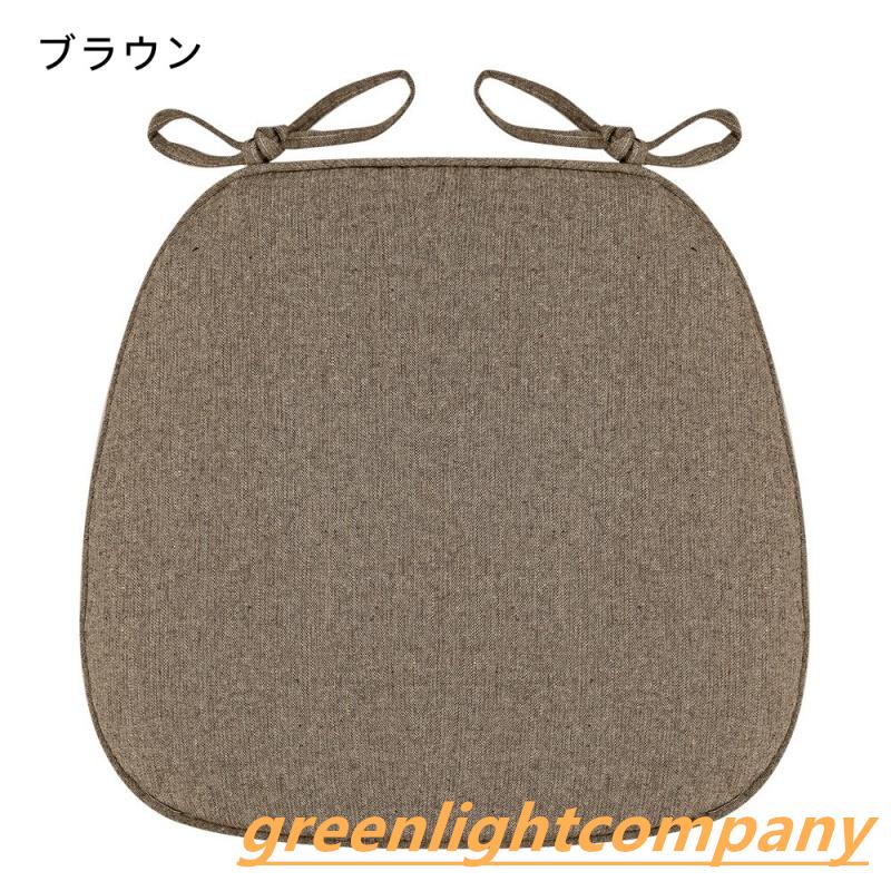 ダイニングチェア クッション 2枚セット/ 4枚セット洗える 椅子用 座布団 ひも付き 馬蹄形 シートクッション 食卓椅子用座布団 すべり止 [3]