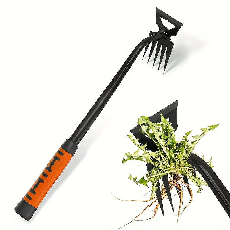 草取り器具 両面仕様 ガーデニング鎌 雑草抜き 庭や菜園の雑草を根こそぎ除去できる多目的草取り道具です。 ■二機能デザイン 爪部分で雑草を引き抜き、刃面で草を切断。土に刺しやすく根までしっかり捉えます。 ■丈夫な金属製 頑丈で各種土壌に対応。 ■滑り止めグリップ 握りやすく長時間作業でも負担が少ない。 家庭菜園、花壇、庭の除草作業に最適です。
