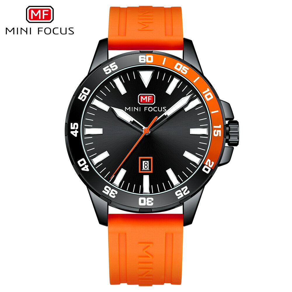 MINIFOCUS 日本製ムーブメント MF0020G ミニフォーカス メンズ 腕時計 カレンダー ラバーベルト