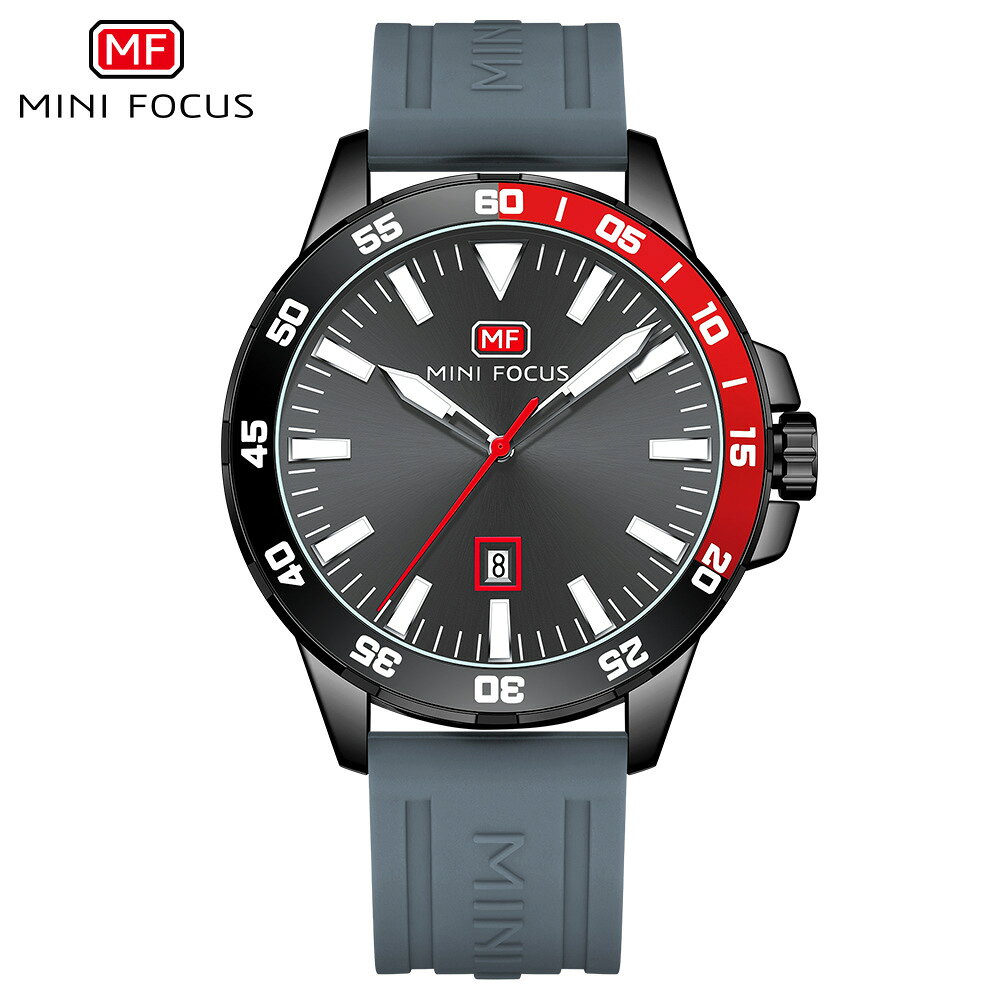 MINIFOCUS 日本製ムーブメント MF0020G ミニフォーカス メンズ 腕時計 カレンダー ラバーベルト