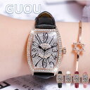 \最大20%OFFクーポン/【ラッピング対応】GUOU 腕時計 時計 レディース 女性用 革ベルト クリスタル 楕円形 キラキラ ラインストーン アクセサリー ...