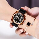 【ラッピング対応】GUOU 腕時計 メンズ レディース 男女兼用 ユニセックス ウォッチ アクセサリー かわいい おしゃれ ゴールド 四角形 革ベルト カレンダー可愛い 母の日 誕生日 彼女 プレゼント ギフト セール(2)