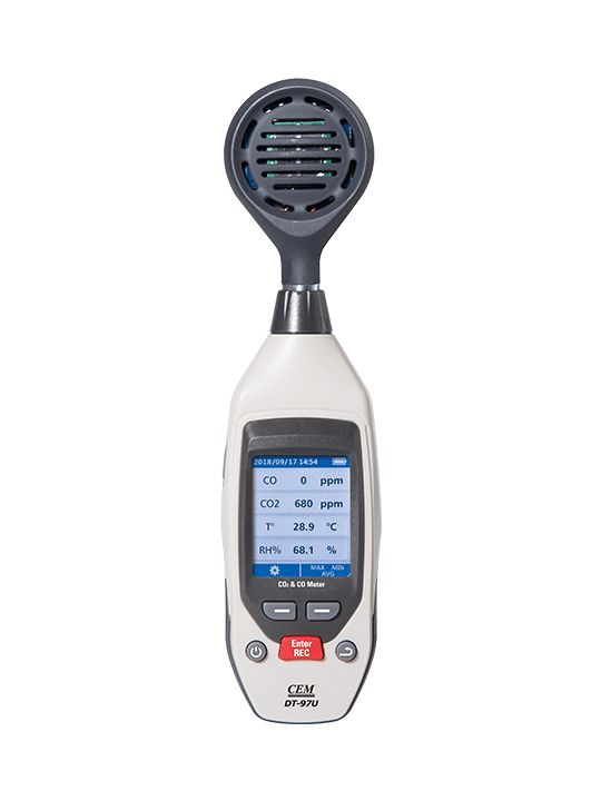 多機能環境メーター 【CEM DT-97U】CO2 CO 温度検出 湿度検出 データロガー機能 最大・最小・平均記録保持モード USBデータ転送 オートパワーオフ機能 手持ち型 低消費電力 コンパクト 高精度 軽量