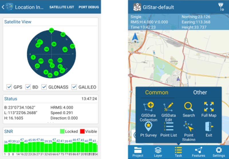 【正規輸入品】 GISハンドヘルドレシーバー 【SOUTH　X6】 Android5.1/6.0 大型5インチHDタッチスクリーン 複数の言語をサポート microUSBポート Windowsソフトウェア Bluetooth WiFi IP67 3.7V 7200mAhリチウムイオンバッテリー×2