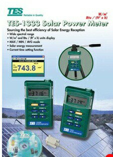 全国送料無料TES社［TES-1333］ソーラーパワー・太陽エネルギーメーター TES-1333（色：ブラック）