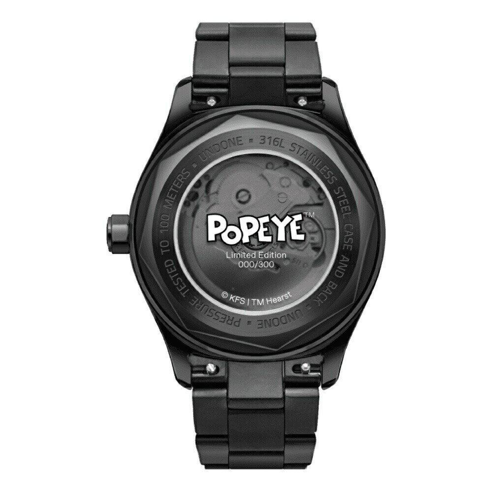 【11日26時まで最大2000円OFFクーポン＆ポイント最大47倍】UNDONE アンダーン POPEYE MONOCHROME EDITION ポパイ モノクローム・エディション 機械式 自動巻 数量限定300本 COL-POP-MONOPOPEYE 【安心のメーカー1年保証】