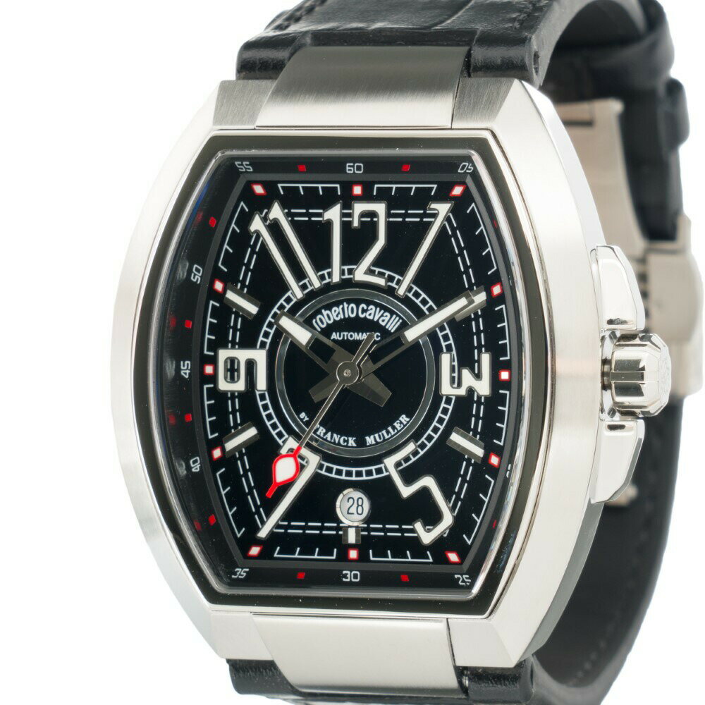 【24日26時まで最大2,000円OFFクーポン！ポイント最大47倍】roberto cavalli BY FRANCK MULLER ロベルト・カヴァリ バイ フランク・ミュラー 自動巻 ブラック RV1G207L0041 メンズ 【安心の1年保証】