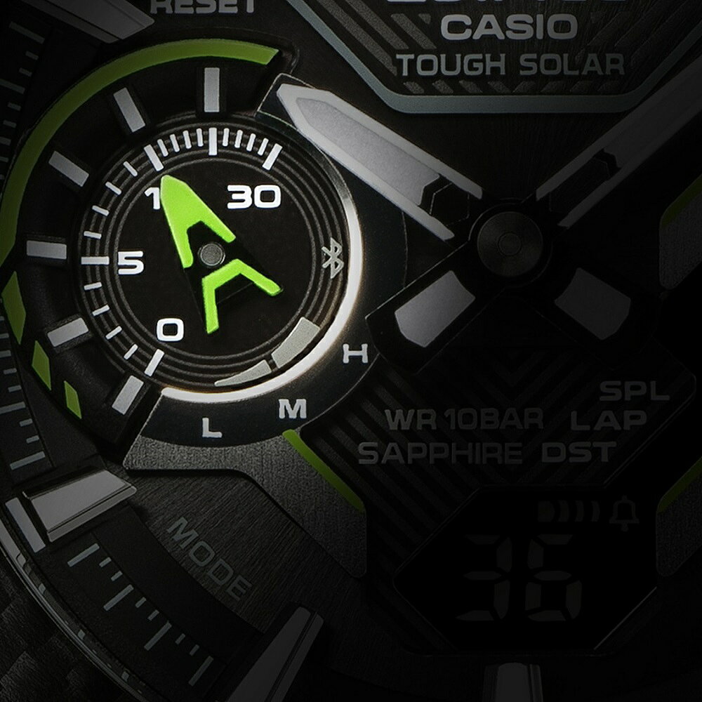 TIMETIME ONLINE STOREの【10％クーポン付!楽天ファッション対象ストア】CASIO カシオ EDIFICE エディフィス WINDFLOWモデル オールブラック グリーン ECB-2200YRC-1A3JF【安心の5年保証】｜アングル3