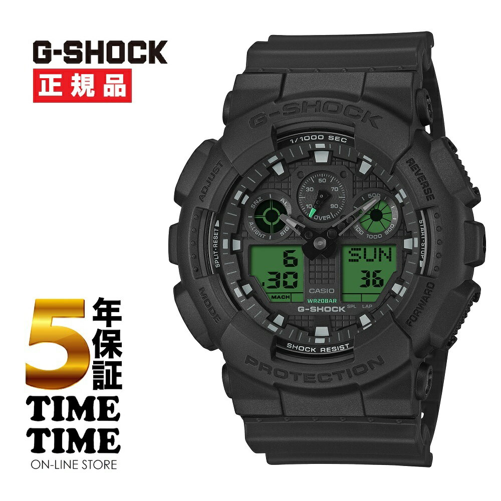 タフネスを追求し進化を続けるG-SHOCKから、新シリーズ「BLACK AND ELECTRO GREEN」のご紹介です。ベゼル・バンド・文字板にブランドの基調色であるブラックを採用し、フェイスの液晶部分にはエレクトログリーンのカラー印刷を施すことで、視覚的なアクセントとデザイン性を高めました。 駆動方式 クオーツ 素材 ケース：樹脂 ガラス：ミネラルガラス バンド：樹脂 防水 20気圧防水 サイズ ケース径：タテ55mm×ヨコ51.2mm ケース厚さ：16.9mm 重さ：72g 型番 GA-100BEG-1AJF その他 ●耐衝撃構造●耐磁時計（JIS1 種）● 20 気圧防水機能●ワールドタイム：世界 48 都市（29 タイムゾーン、サマータイム設定機能付き）＋ UTC（協定世界時）の時刻表示、ホームタイムの都市入替機能●ストップウオッチ（1/1000 秒、100 時間計、速度計測機能（MAX1998unit/h、2unit/h 単位）、ラップ / スプリット計測切替）●タイマー（セット単位：1 分、最大セット：24 時間、1 秒単位で計測、オートリピート）●時刻アラーム 5 本（1 本のみスヌーズ機能付き）・時報●フルオートカレンダー● 12/24 時間制表示切替● LED ライト（オートライト、残照機能、残照時間切替（1.5 秒 /3 秒）付き） 商品コード 4549526422065