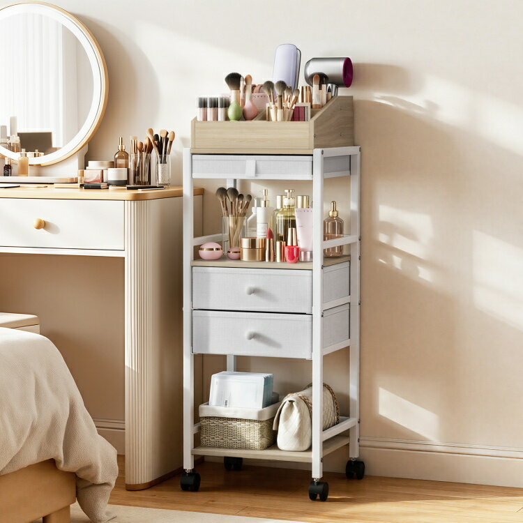 Luxspire 化粧品 収納 ラック キャスター付き 引き出し メイクボックス 大容量 木製ボックス 収納棚 コ..