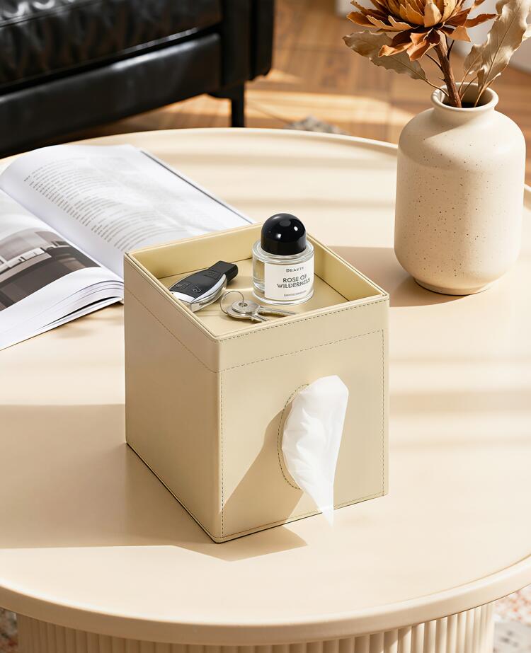 ティッシュボックス Luxspire ティッシュケース 磁気開閉 頂部トレー付き PUレザー ティッシュホルダー 取替簡単 収納付き 多機能 小物収納 卓上収納 シンプル おしゃれ インテリアに馴染む お手入れ簡単 17×14.5×15cm [3]