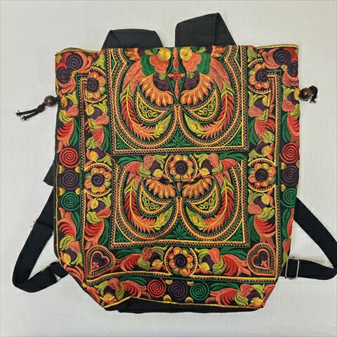 【ポイント5倍】【クーポン】タイモン族 リュック 【オレンジ】バッグ デザイン モン族刺繍 ハンドメイド バッグ モン族 刺繍 アジアンバッグ アンティーク タイ雑貨 モン族バッグ 軽量 軽い モン族 リュック 刺繍 バッグ