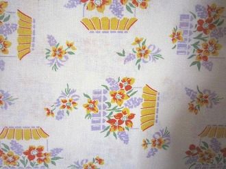 フィードサック　白地窓辺のお花　（1/4サイズ)