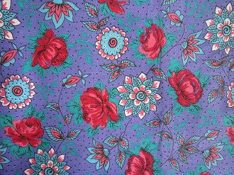 ソビエト　ソ連　ヴィンテージファブリック　1970年代　ブルー地お花
