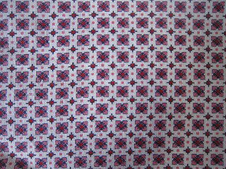 フィードサック 白地赤ピンク幾何学模様（1/16サイズ)