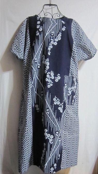 浴衣の反物からリメイク　ロングワンピース　ゆったり楽ちんサイズ　ハンドメイド　手作り