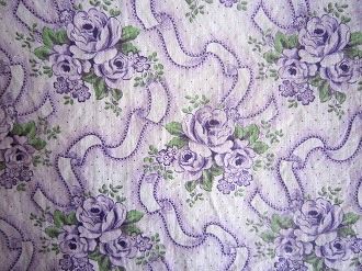 ドイツ　ジャーマンファブリック　パープル薔薇とリボン