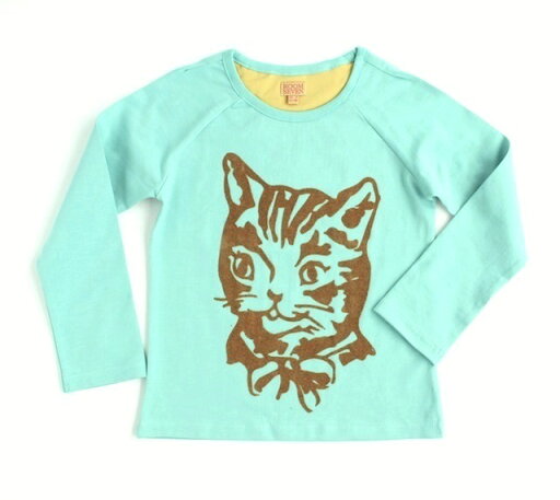Room Seven(ルームセブン)プリントTシャツNathalie Lete 猫《ターコイズ》92cm,104cm Room Seven(ルームセブン)プリントTシャツNathalie Lete 猫《ターコイズ》92cm,104cm