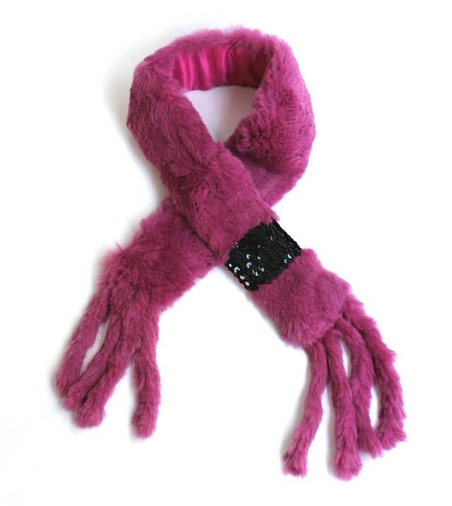 ラビットファー　スパンコールマフラー《フレンチローズ》