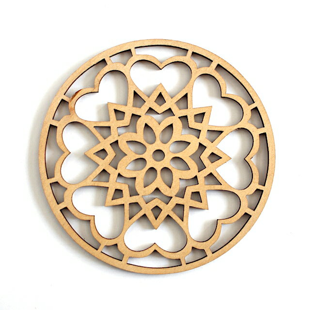 リトアニア製　木製コースター ラウンド《ステンドグラス》